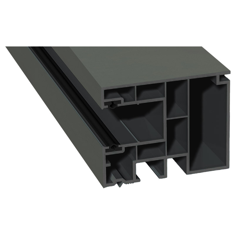 Maxi-Rollladenführung 59x47mm Lg. 6,50m foliert, GK Grau, mit zwei schwarzen Weichlippen 436 6048 Basaltgrau Matt Produktbild BIGPIC L