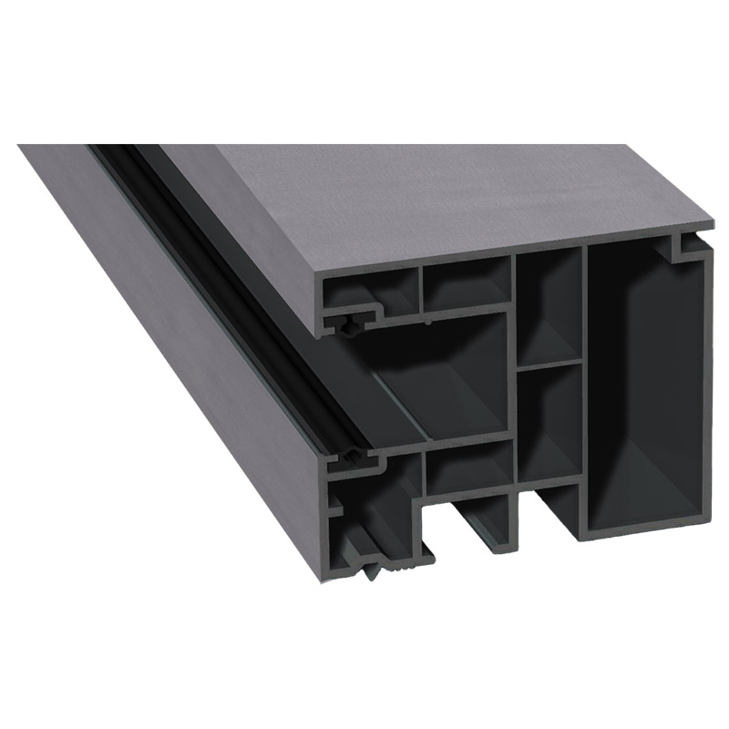 Maxi-Rollladenführung 59x47 mm Lg. 6,50 mfoliert, GK Grau, mit zwei schwarzen Weichlippen436 1002 METBRUSH SILBER [95] Produktbild BIGPIC L