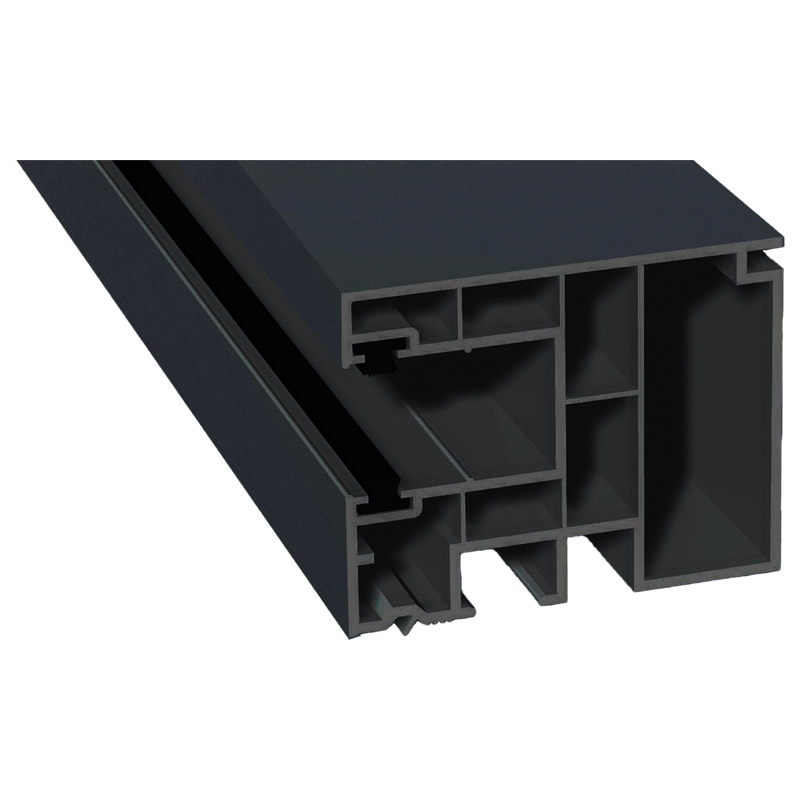 Maxi-Rollladenführung 59x47 mm Lg. 6,50 mfoliert, GK Grau, mit zwei schwarzen Bürsten70 1605-167 ANTHRAZITGRAU [57] Produktbild BIGPIC L