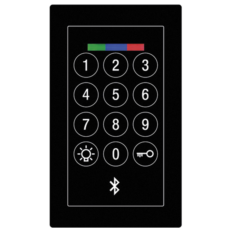 BioKey® Bluetooth + Code + Touch Panel im Glas Design (Schwarz) Türintegration mit versetzter Relay Platine (Blackbox), nur für Roto Frank Motorschlos Produktbild BIGPIC L