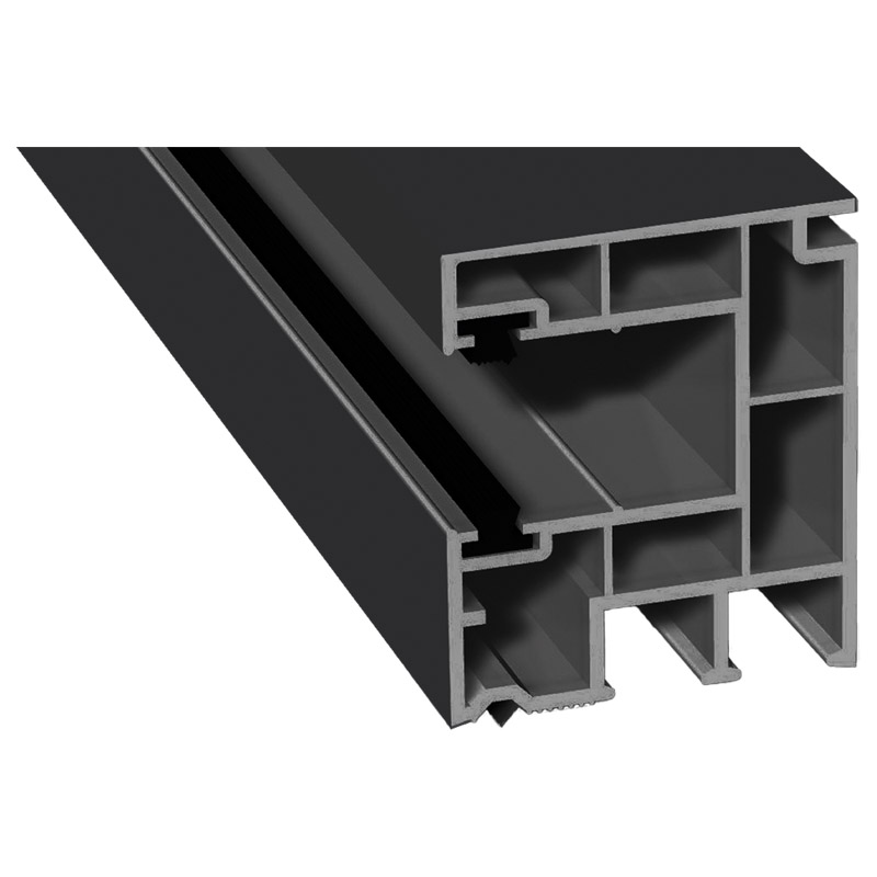 Rollladenführung 40x47 mm Lg. 6,50 mfoliert, mit zwei schwarzen BürstenGK Grau436 6050 SCHIEFERGRAU MATT [143] Produktbild BIGPIC L