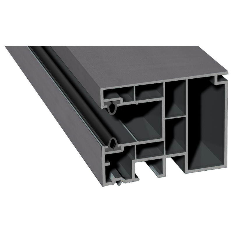 Mini-Rollladenführung 59x47 mm Lg. 6,50 mfoliert, mit zwei schwarzen WLGK Grau436 1002 METBRUSH SILBER [95] Produktbild BIGPIC L