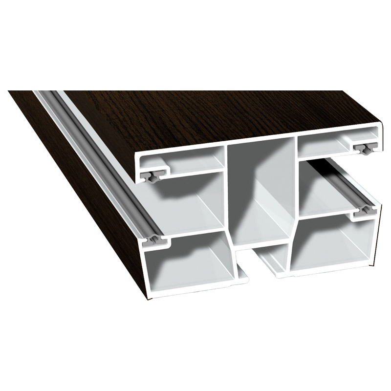 Maxi-Doppel Rollladenführung 77x47 mm Lg. 6,00 mfoliert, GK Braun, mit vier schwarzen Weichlippen316 7004-167 MOOREICHE [28] Produktbild BIGPIC L