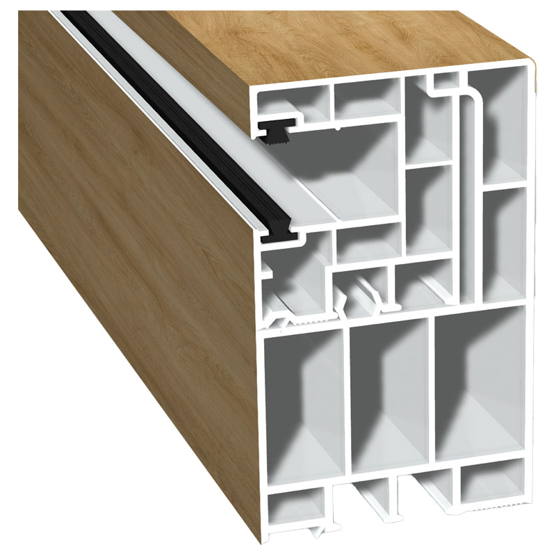 Adapterprofil 55x90 mm Lg. 6,50 mfoliert, Revision außen <(>&<)>Rollladenführung 40x47 mm Lg. 6,50 mmit zwei schwarzen BürstenGK Weiß470 3001 TURNER O Produktbild BIGPIC L