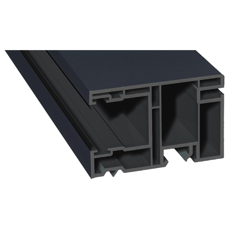 Maxi-Rollladenführung 58x38 mm Lg. 6,50 mfoliert, mit zwei schwarzen WeichlippenGK Grau70 1605-097 ANTHRAZITGRAU GLATT 2 [56] Produktbild BIGPIC L