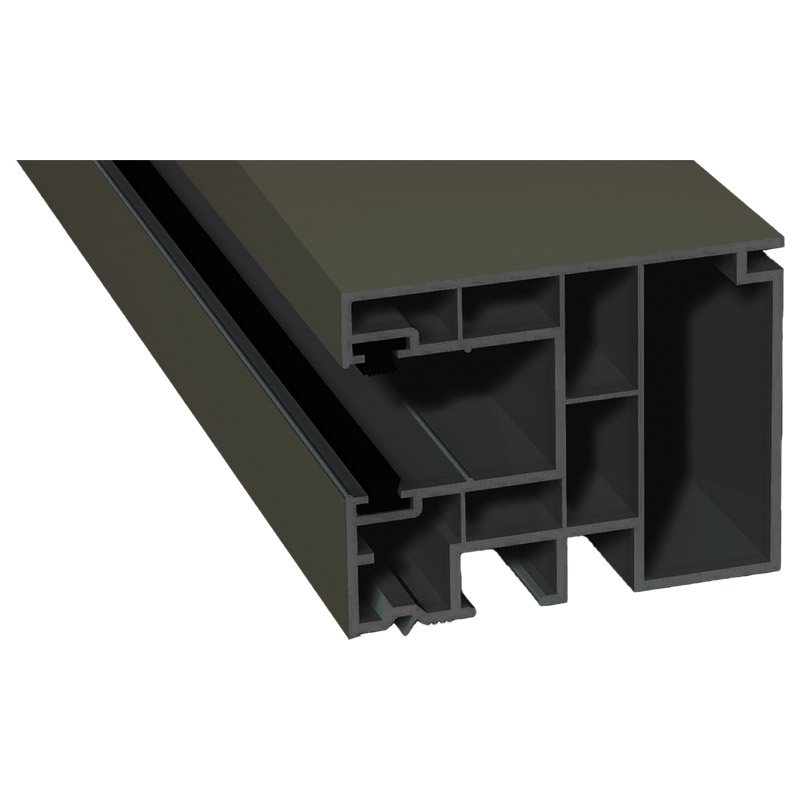 Maxi-Rollladenführung 59x47 mm Lg. 6,50 mfoliert, GK Grau, mit zwei schwarzen Bürsten436 7047 QUARZGRAU SATIN [125] Produktbild BIGPIC L