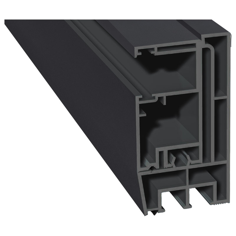 Adapterprofil 80x43 mm Lg. 6,00 m foliert, Revision außen <(>&<)>Rollladenführung 57x30 mm Lg. 6,00 mGK Grau, ohne BürstePX 47858 ANTHRAZIT ULTI MATT Produktbild BIGPIC L