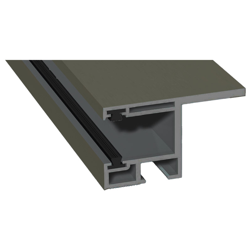 Rollladenführung 55x32 mm Lg. 6,00 mfoliert, mit Nase, mit zwei schwarzen BürstenGK Grau436 7047 QUARZGRAU SATIN [125] Produktbild BIGPIC L
