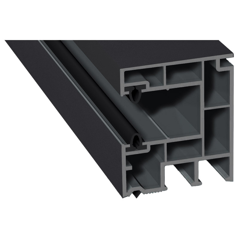Mini-Rollladenführung 40x47 mm Lg. 6,50 mfoliert, mit zwei schwarzen WeichlippenGK GrauPX 47858 ANTHRAZIT ULTI MATT [140] Produktbild BIGPIC L