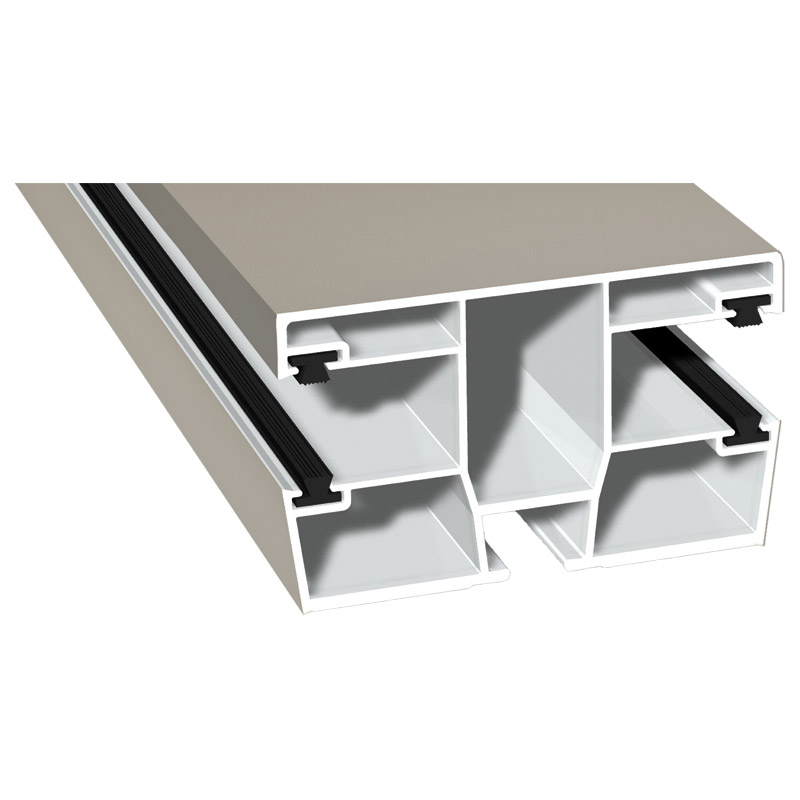 Doppel-Rollladenführung 77x47 mm Lg. 6,00 mfoliert, mit vier schwarzen BürstenGK WeißPX 7905 CREMEWEIß [76] Produktbild BIGPIC L