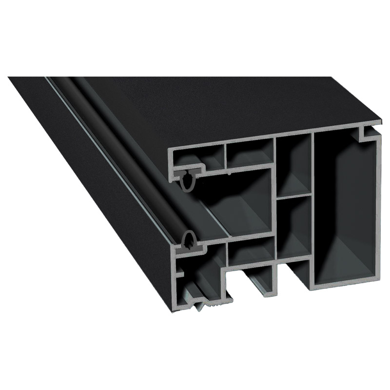 Mini-Rollladenführung 59x47 mm Lg. 6,50 mfoliert, mit zwei schwarzen WLGK GrauPX 47097 BLACK ULTI MATT [139] Produktbild BIGPIC L