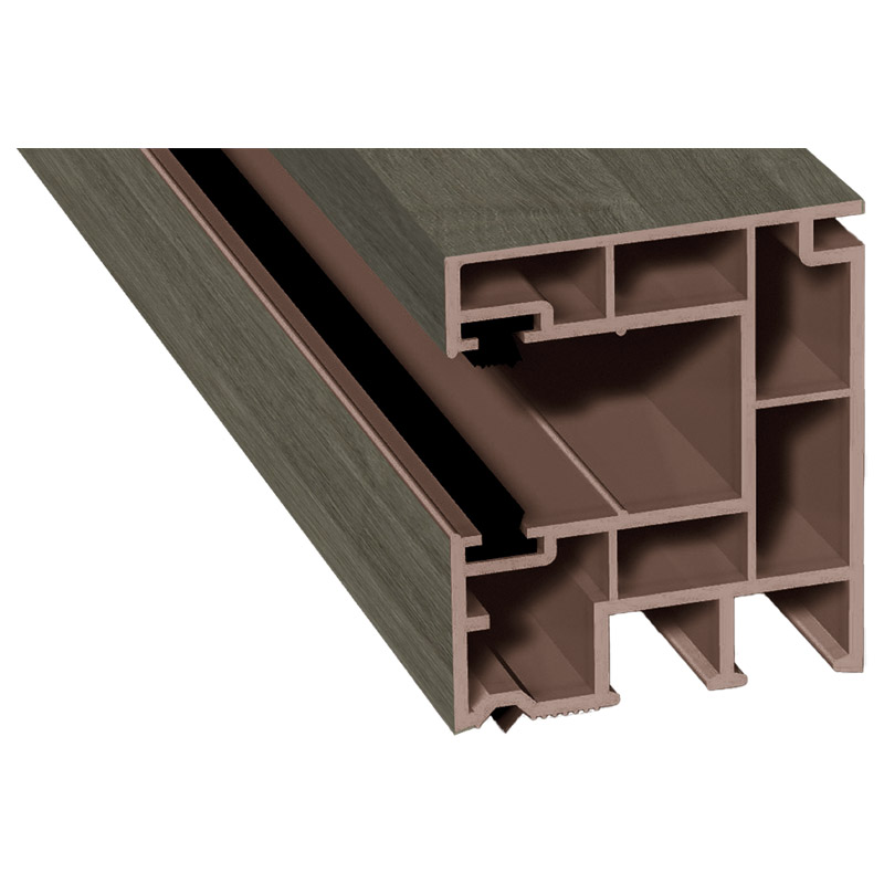 Rollladenführung 40x47 mm Lg. 6,50 mfoliert, mit zwei schwarzen BürstenGK Braun436 3086 SHEFFIELD OAK GREY [114] Produktbild BIGPIC L