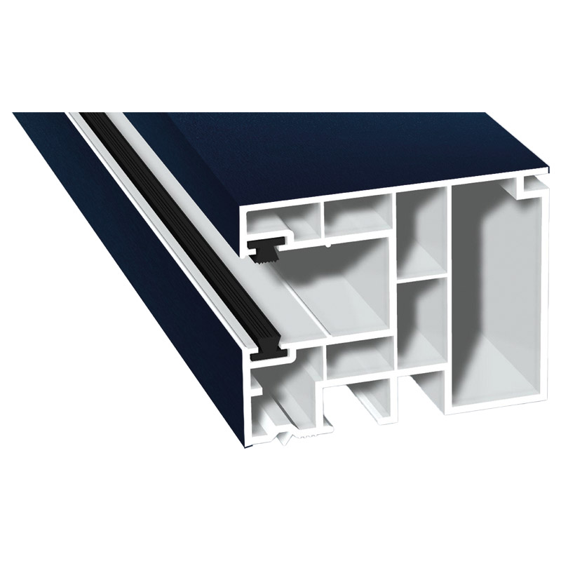 Maxi-Rollladenführung 59x47 mm Lg. 6,50 mfoliert, GK Weiß, mit zwei schwarzen Bürsten51 5005-167 STAHLBLAU [45] Produktbild BIGPIC L