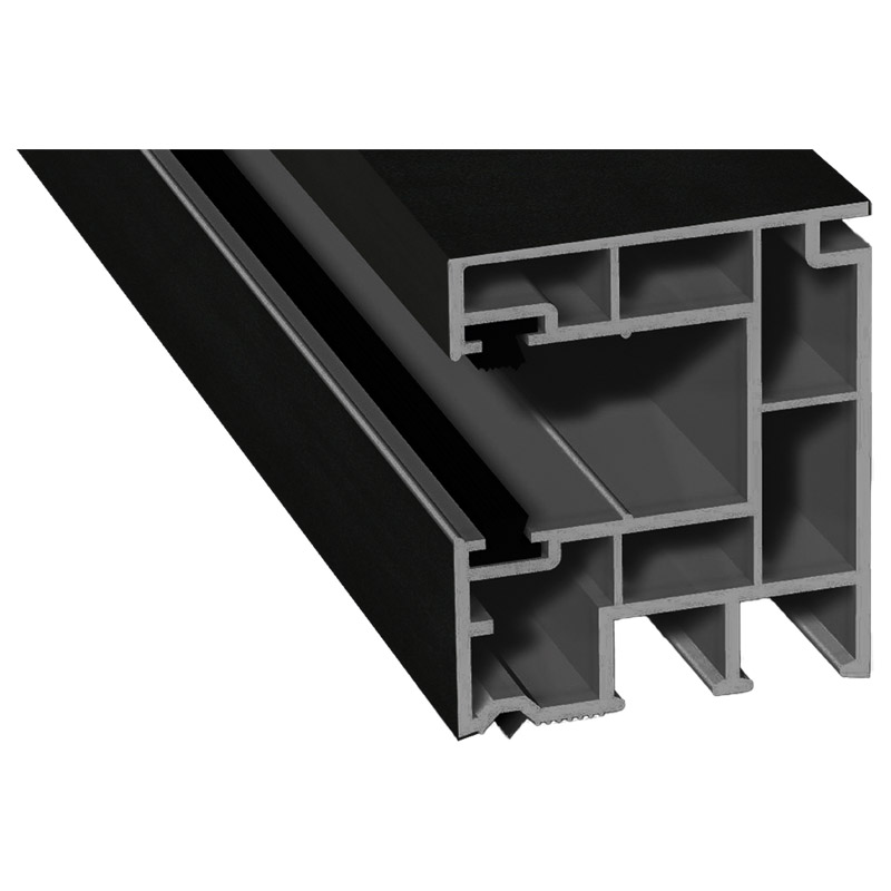 Rollladenführung 40x47 mm Lg. 6,50 mfoliert, mit zwei schwarzen BürstenGK Grau446 7062 JET BLACK SFTN CC+ [146] Produktbild BIGPIC L