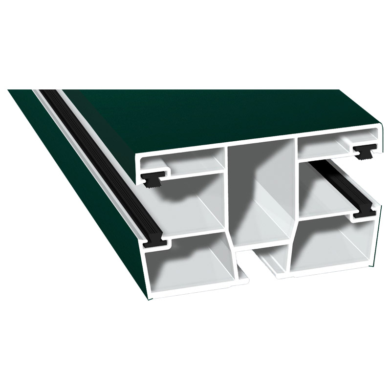 Doppel-Rollladenführung 77x47 mm Lg. 6,00 mfoliert, mit vier schwarzen BürstenGK Weiß60 0505-167 MOOSGRÜN [47] Produktbild BIGPIC L