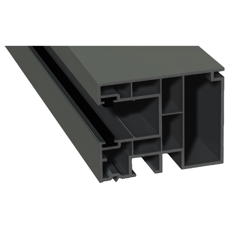 Maxi-Rollladenführung 59x47 mm Lg. 6,50 mfoliert, GK Grau, mit zwei schwarzen Bürsten436 6048 BASALTGRAU MATT [121] Produktbild BIGPIC L