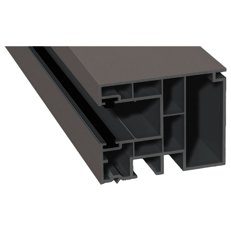 Maxi-Rollladenführung 59x47 mm Lg. 6,50 mfoliert, GK Grau, mit zwei schwarzen Bürsten436 6047 QUARZGRAU MATT [120] Produktbild BIGPIC L