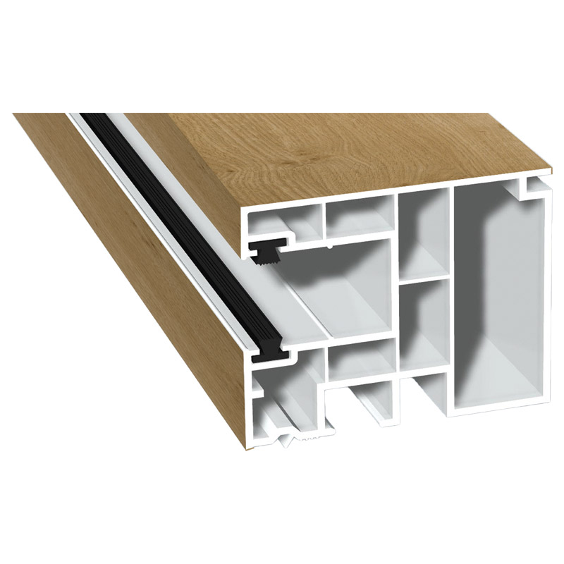 Maxi-Rollladenführung 59x47 mm Lg. 6,50 mfoliert, GK Braun, mit zwei schwarzen Bürsten321 1005-148 IRISH OAK PRESTIGE [32] Produktbild BIGPIC L