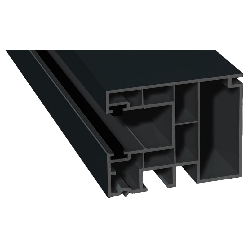 Maxi-Rollladenführung 59x47 mm Lg. 6,50 mfoliert, GK Grau, mit zwei schwarzen Bürsten436 7023 SCHWARZGRAU [207] Produktbild BIGPIC L