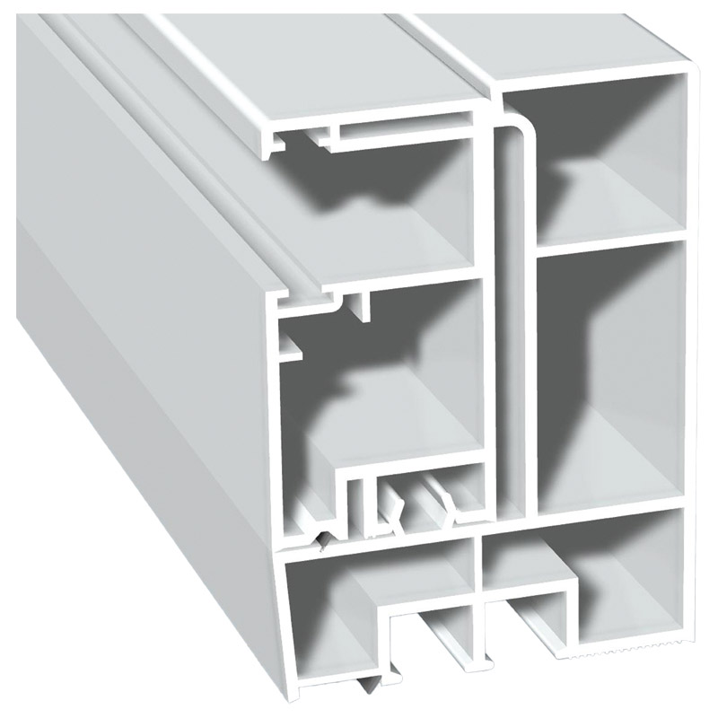 Adapterprofil 80x58 mm Lg. 6,00 mRevision außen <(>&<)>Rollladenführung 57x30 mm Lg. 6,00 mWeiß, ohne Bürste, VE: 30 m Produktbild BIGPIC L