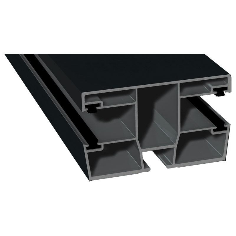 Doppel-Rollladenführung 77x47 mm Lg. 6,00 mfoliert, mit vier schwarzen BürstenGK Grau436 6023 SCHWARZGRAU MATT [118] Produktbild BIGPIC L