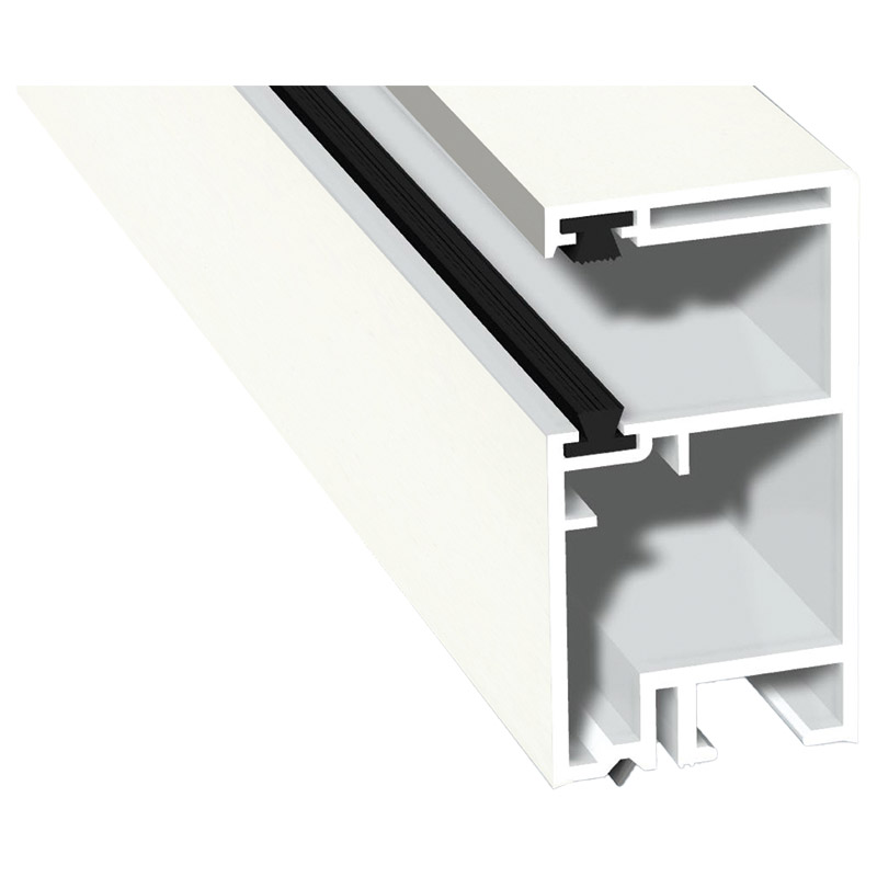 Rollladenführung 30x57 mm Lg. 6,00 mfoliert, mit zwei schwarzen BürstenGK Weiß456 5053 ALTWEIß [130] Produktbild BIGPIC L