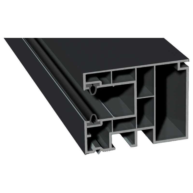 Mini-Rollladenführung 59x47 mm Lg. 6,50 mfoliert, mit zwei schwarzen WLGK Grau701505-083 SCHIEFERGRAU GLATT [53] Produktbild BIGPIC L
