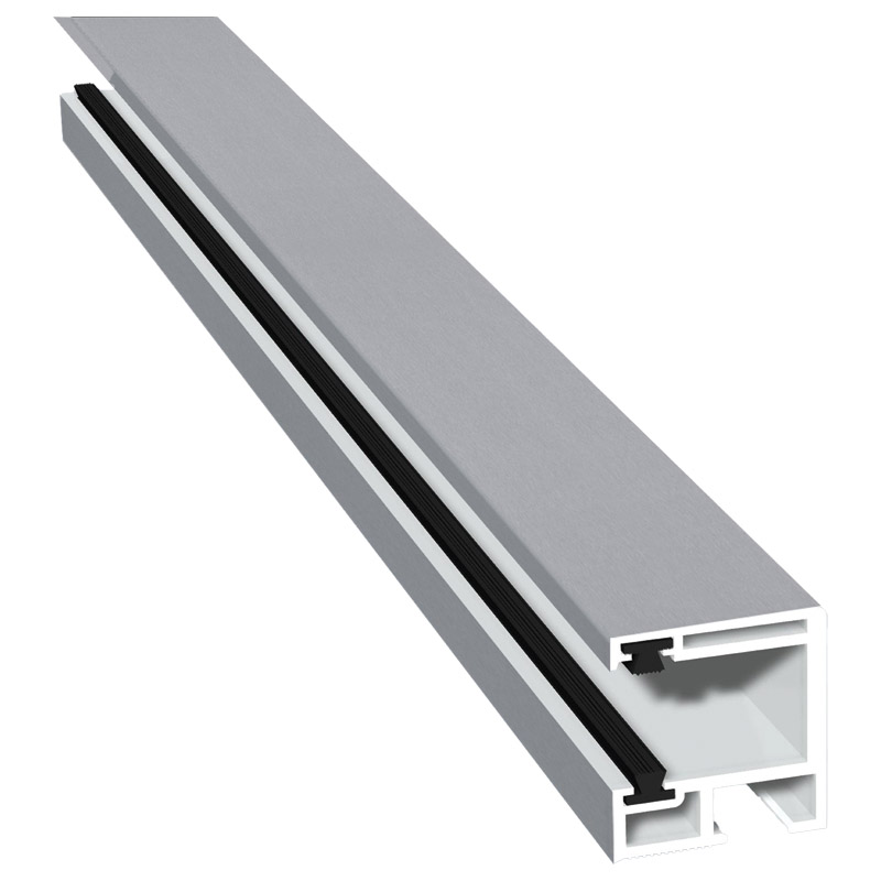 Rollladenführung 30x32mm Lg. 6,00m foliert, mit zwei schwarzen Bürsten GK Weiß 436 1001 Metbrush Aluminium Produktbild BIGPIC L