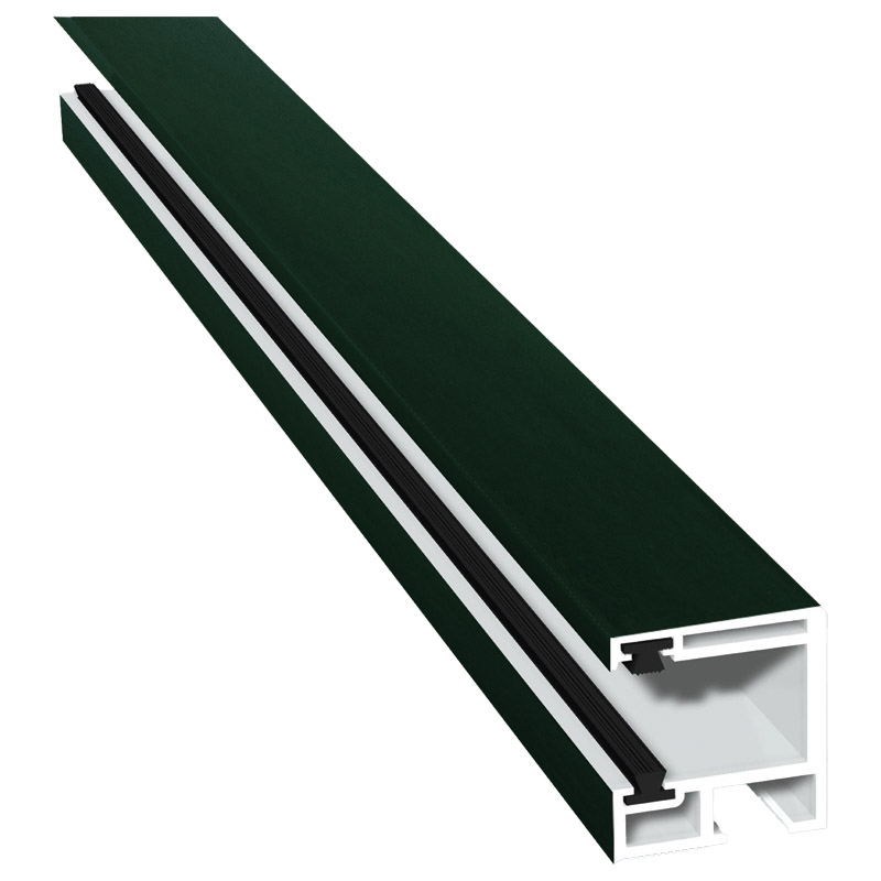 Rollladenführung 30x32mm Lg. 6,00m foliert, mit zwei schwarzen Bürsten GK Weiß 61 2505-167 Dunkelgrün Produktbild BIGPIC L