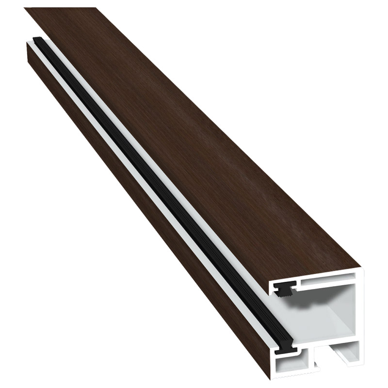 Rollladenführung 30x32mm Lg. 6,00m foliert, mit zwei schwarzen Bürsten GK Braun 436 3059 Walnuss Terra Produktbild BIGPIC L