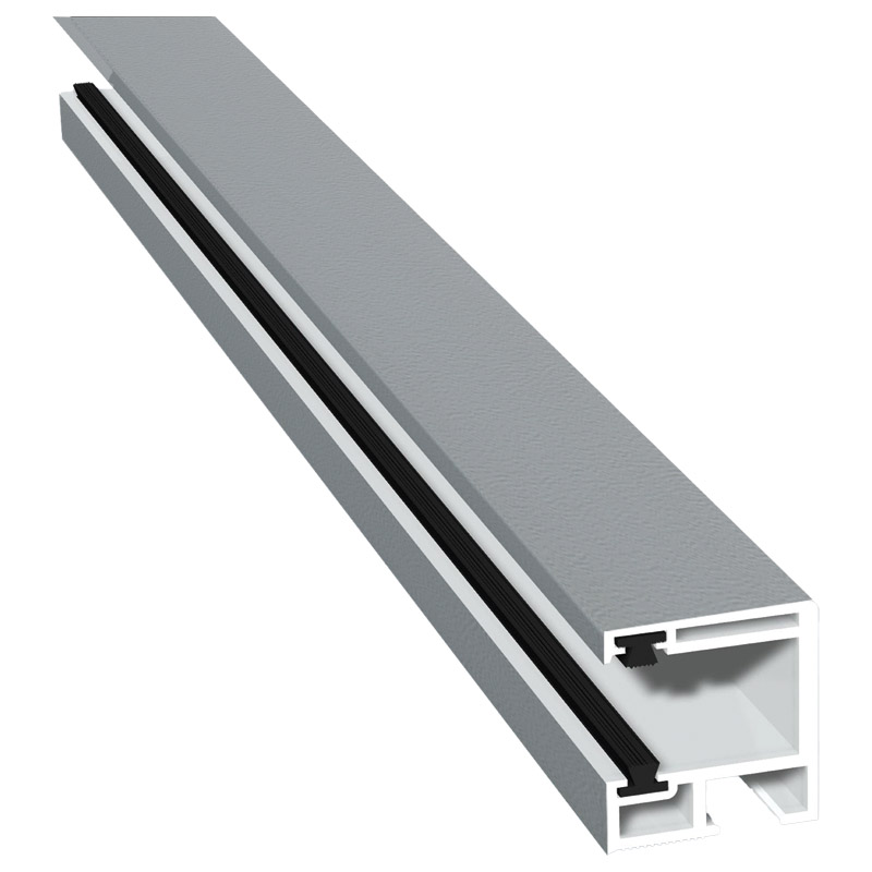 Rollladenführung 30x32mm Lg. 6,00m foliert, mit zwei schwarzen Bürsten GK Weiß 71 5505-167 Silbergrau Produktbild BIGPIC L
