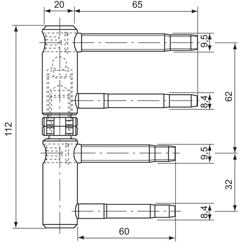 SFS Türband SASSBA 12R-20 Rahmenzapfen 60 mm Produktbild BIGPIC L