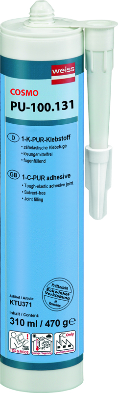 Cosmopur 819 1-K-PUR-Klebstoff schwarz 310 ml Kartusche Produktbild BIGPIC L