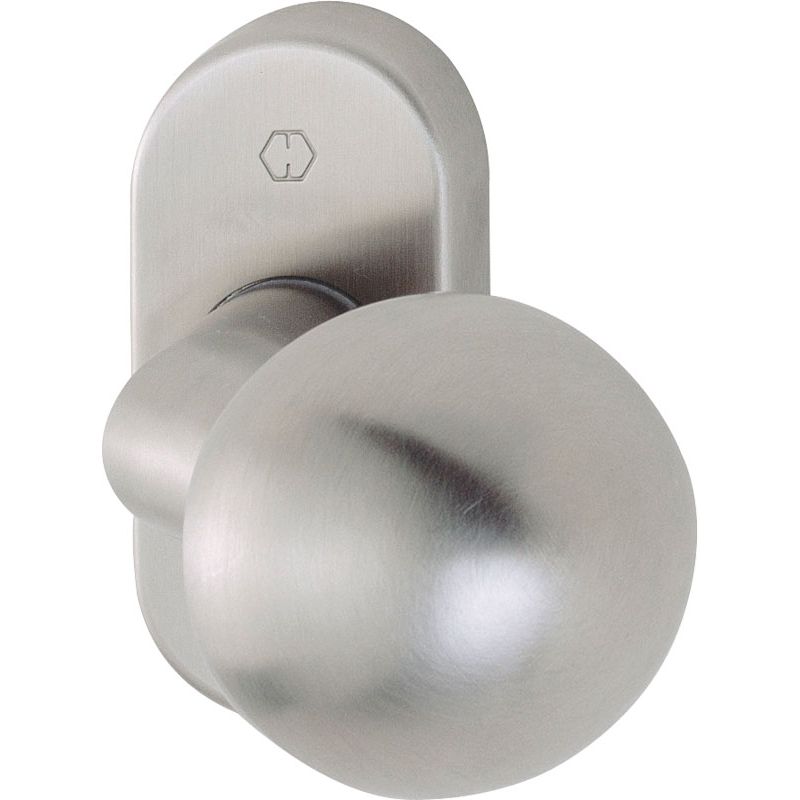 HOPPE Türknopf gekröpft fest/drehbar auf ovaler Rosette *E50G/55* Produktbild BIGPIC L