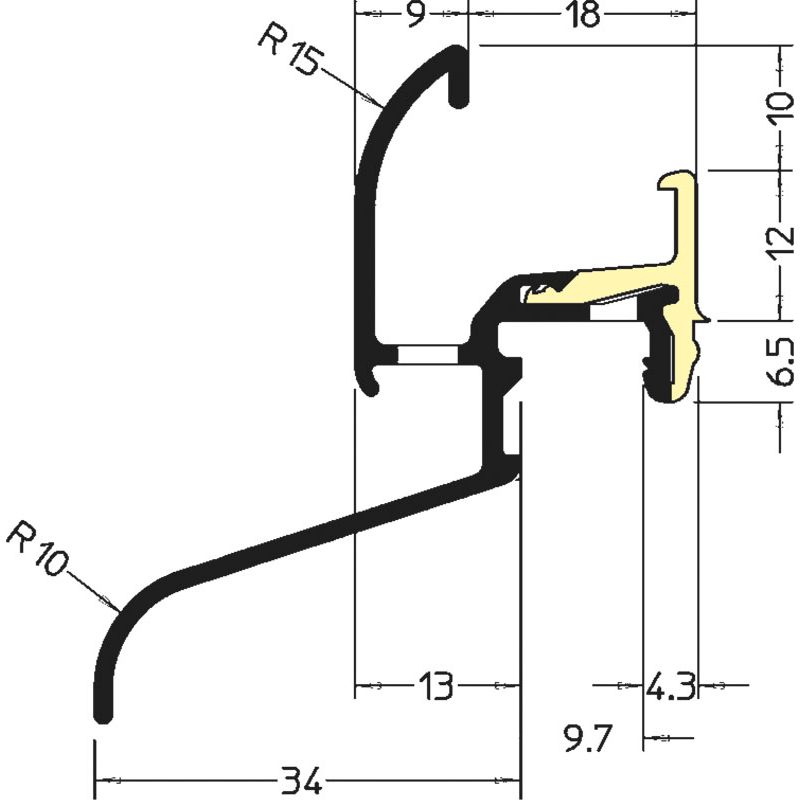 GUTMANN Regenschutzschiene Neckar 22/34 F-TXL Produktbild BIGPIC L