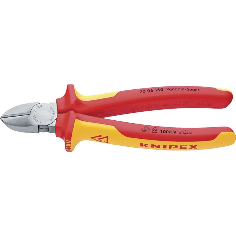 KNIPEX Seitenschneider VDE Draht gerade verchromt mit Mehrkomponentenhülle Produktbild BIGPIC L