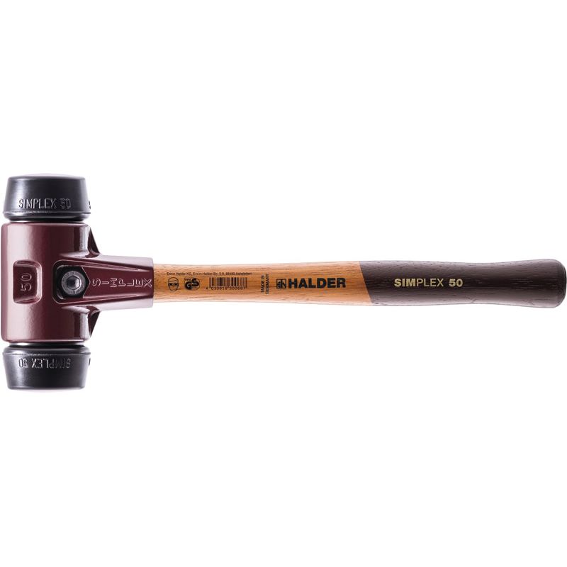 HALDER Schonhammer SIMPLEX mittelhart Holzstiel Gummi schwarz Produktbild BIGPIC L
