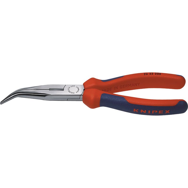 KNIPEX Flachrundzange (Storch) verchromt gewinkelt mit Mehrkomponentenhüllen Produktbild BIGPIC L