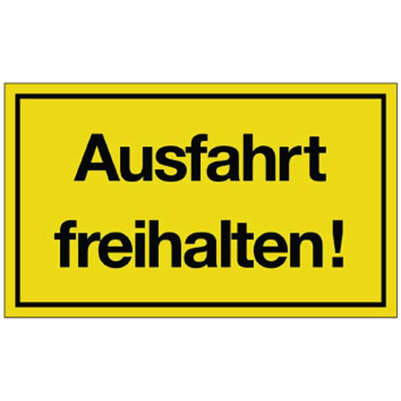 Hinweiszeichen Ausfahrt freihalten!   L250xB150 mm gelb schwarz Kunststoff Produktbild BIGPIC L
