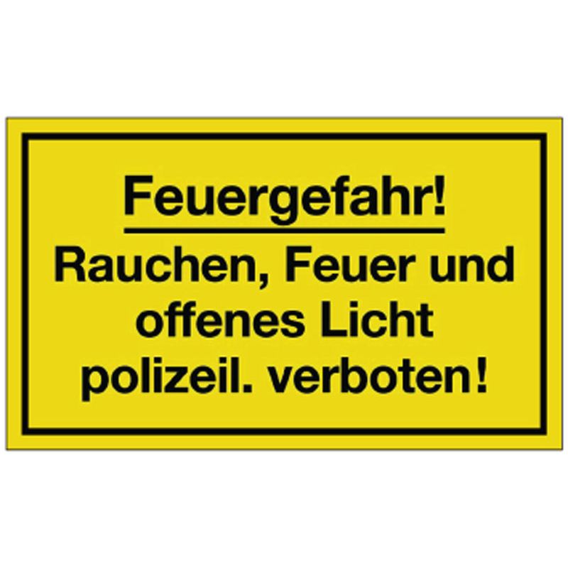 Hinweiszeichen Feuergefahr   L250xB150 mm gelb schwarz Kunststoff Produktbild BIGPIC L