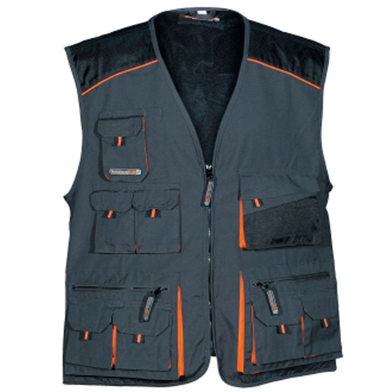 Herrenweste Gr.48 grau/sw/orange 65%PES/35%CO 270g/m2 Produktbild BIGPIC L
