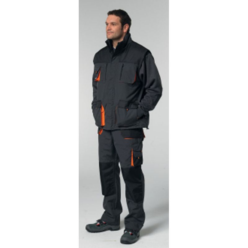 Weste Gr.M gefüttert schwarzgrau/orange 65%PES/35%CO Produktbild BIGPIC L