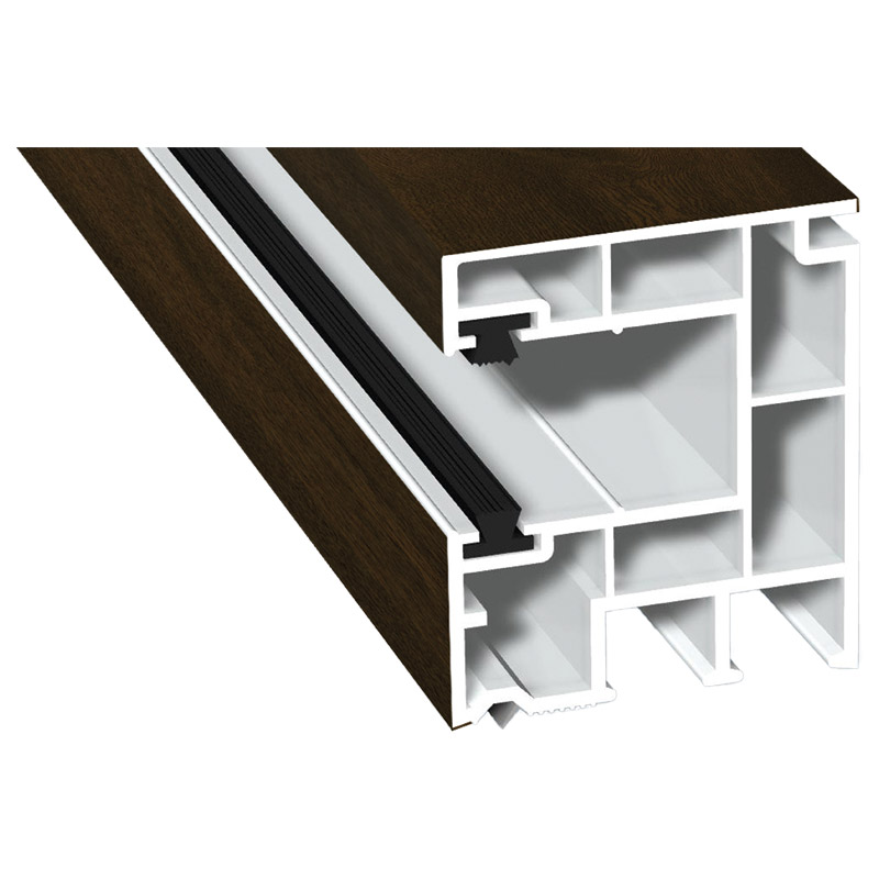 Rollladenführung 40x47mm Lg. 6,50m foliert, mit zwei schwarzen Bürsten GK Braun 217 8007-167 Nussbaum Produktbild BIGPIC L