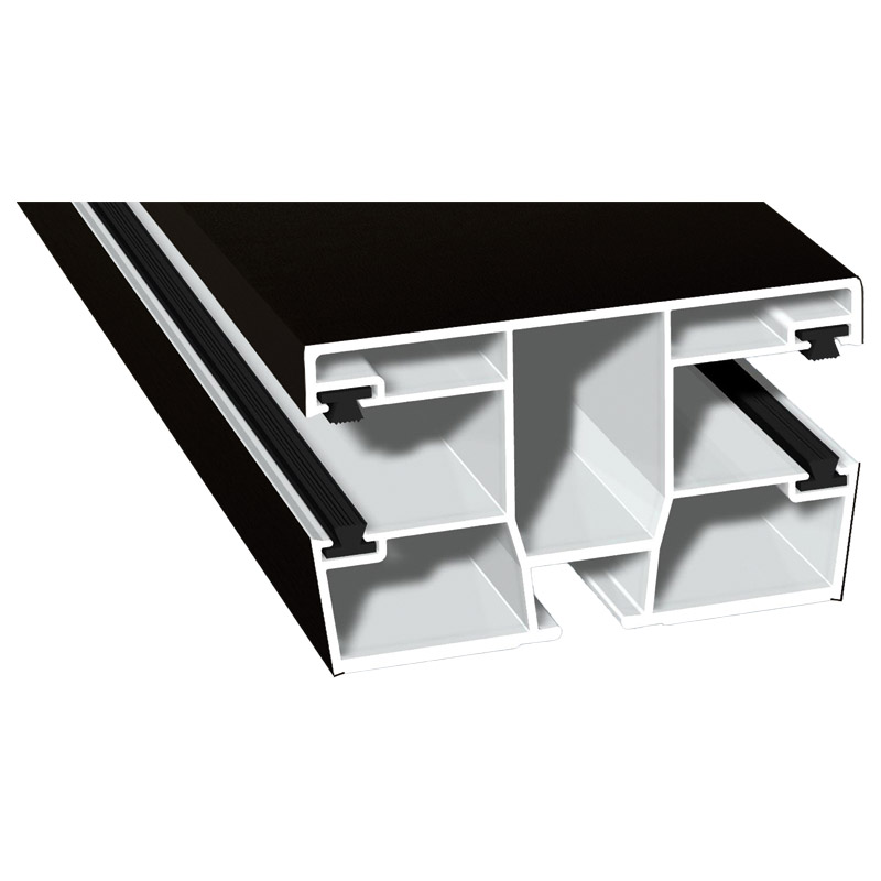 Doppel-Rollladenführung 77x47mm Lg. 6,00m foliert, mit vier schwarzen Bürsten GK Braun 85 1805-167 Schwarzbraun Produktbild BIGPIC L