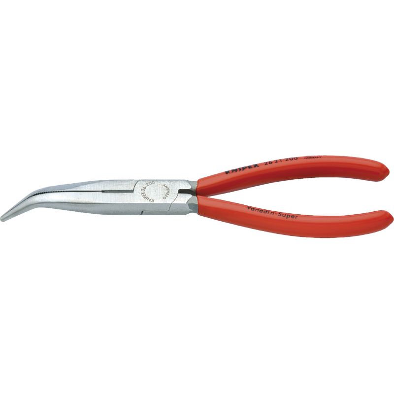 KNIPEX Flachrundzange (Storch) poliert gewinkelt mit Kunststoffüberzug Produktbild BIGPIC L