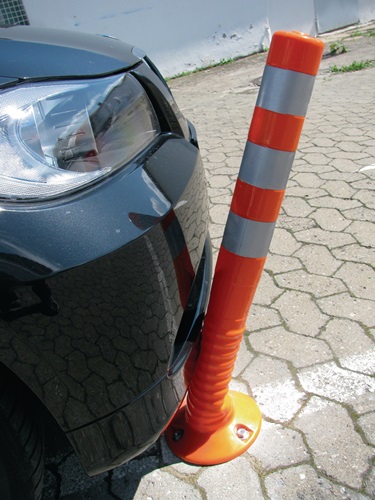 Sperrpfosten Polyurethan weiß/rot D. 80 mm   zum Aufschrauben m.Befestigungsmaterial Höhe über Flur 1000 mm Produktbild BIGPIC L