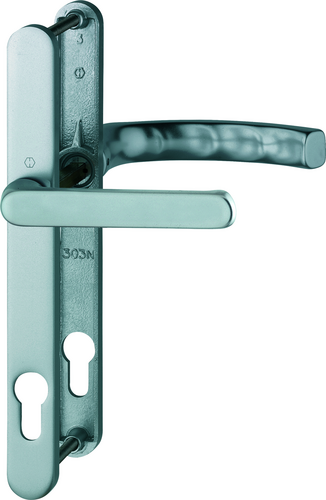 099KH/303N/1540 Garnitur HOPPE-Schnellstift / F1 Alu natur / 8 mm / Profilzylinder 92 mm / 67-72 mm / HOPPE-Logo Produktbild BIGPIC L