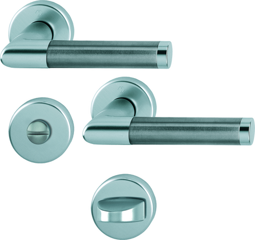 1400/42KV/42KVS Garnitur HOPPE-Schnellstift / F1/F69 Alu natur/Edelstahl matt / 8 mm / 5 mm, mit Aufsteckhülsen von 5 bis 8 mm / Sch litzkopf/Olive / Produktbild BIGPIC L