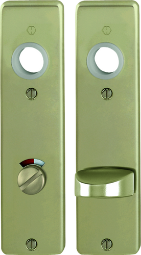202KP Paar / F2 Alu Neusilber / Ø18 mm / 8 mm / Schlitzkopf mit rot/weiß-Scheibe/Olive 78 mm / 40 mm / HOPPE-Logo / KSK27 / OL92 Produktbild BIGPIC L
