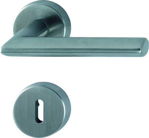 E1140/42H/42HKVS Garnitur/F69 Edelstahl matt/8 mm//Ovalbart/40-45 mm/HOPPE-Logo Produktbild BIGPIC L